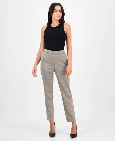 Ak Anne Klein Petite Printed Mid-Rise Straight-Leg Pants
