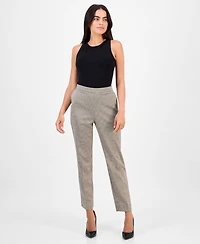 Ak Anne Klein Petite Printed Mid-Rise Straight-Leg Pants