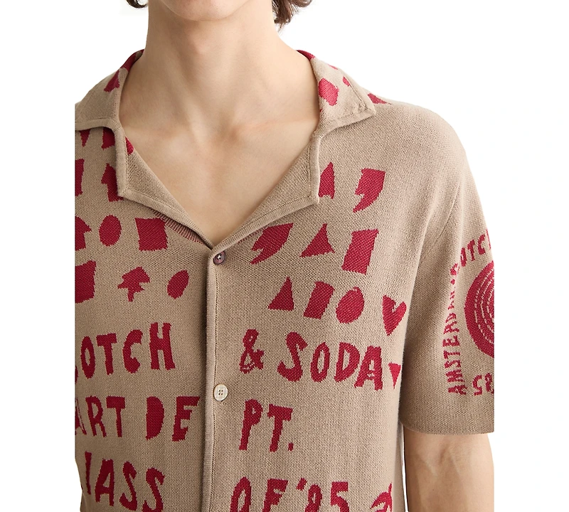 Scotch & Soda Men's Jacquard Text Logo Shirt