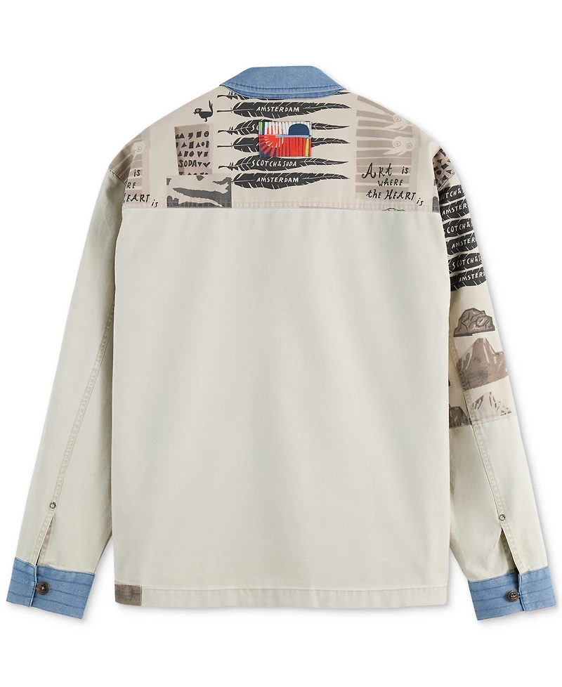 Scotch & Soda Men's Printed Colorblocked Shirt