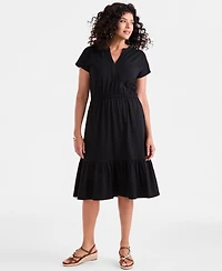 Style & Co Women's Printed Short-Sleeve Tiered Dress, Exclusively at Macy's