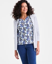 Style & Co Women's Printed 3/4-Sleeve Henley Knit Top, Exclusively at Macy's