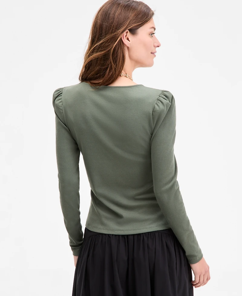 On 34th Women's Square-Neck Puff-Sleeve Top, Exclusively at Macy's