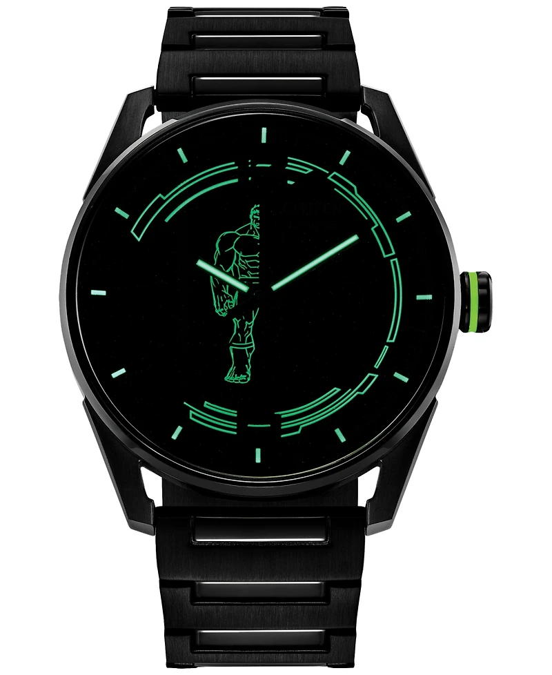 Citizen Eco-Drive Men's Marvel Hulk Green Goliath Black-Tone Stainless Steel Bracelet Watch 42mm