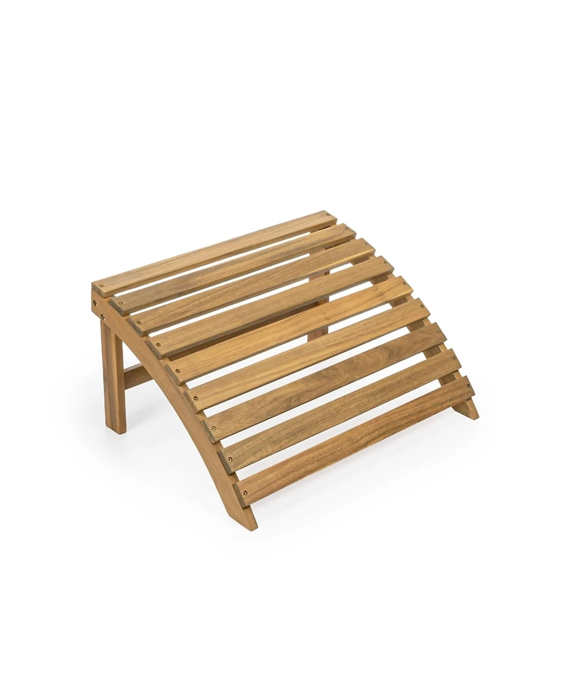 Saranac 2-Piece Traditional Rustic Acacia Wood Adirondack Chair with Detachable Ottoman, Cashmere Blue