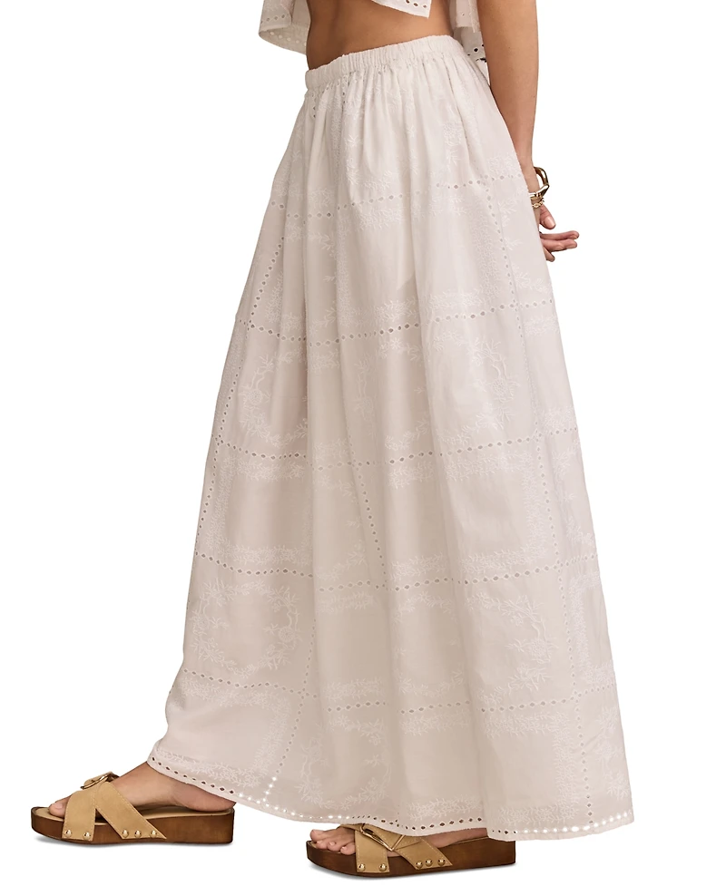 Lucky Brand Women's Embroidered Breezy Eyelet Maxi Skirt