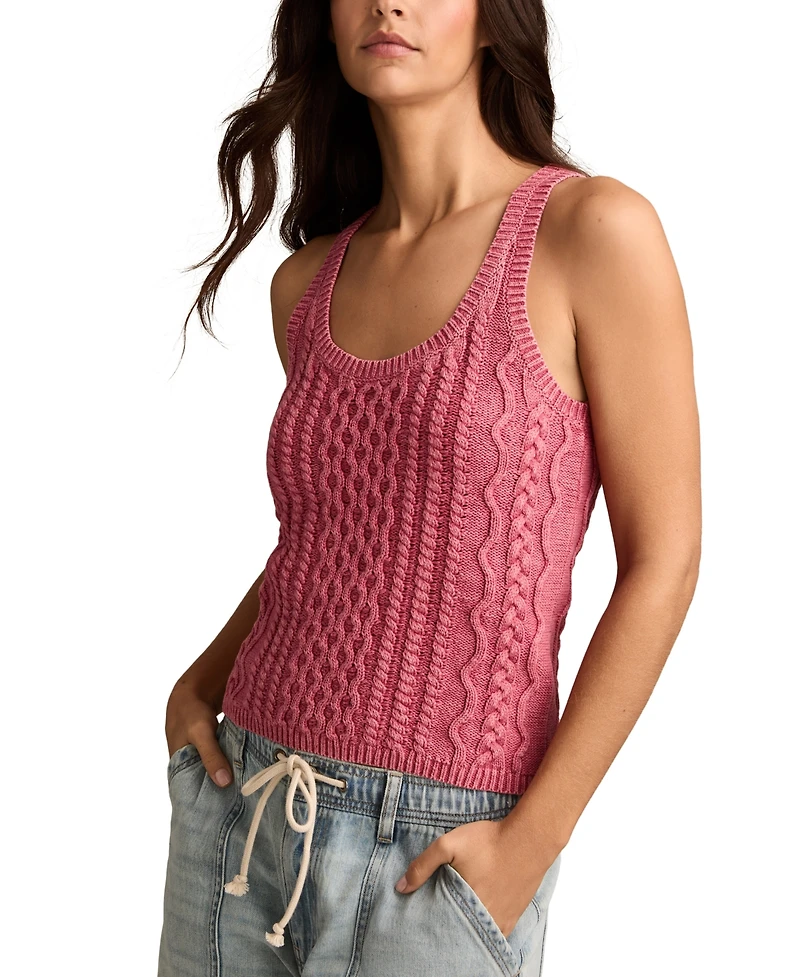 Lucky Brand Women's Cable-Knit Cotton Sweater Tank Top