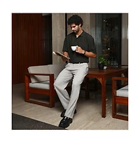 Campus Sutra Men's Midnight Black Bohomian Oversized Polo T-Shirt