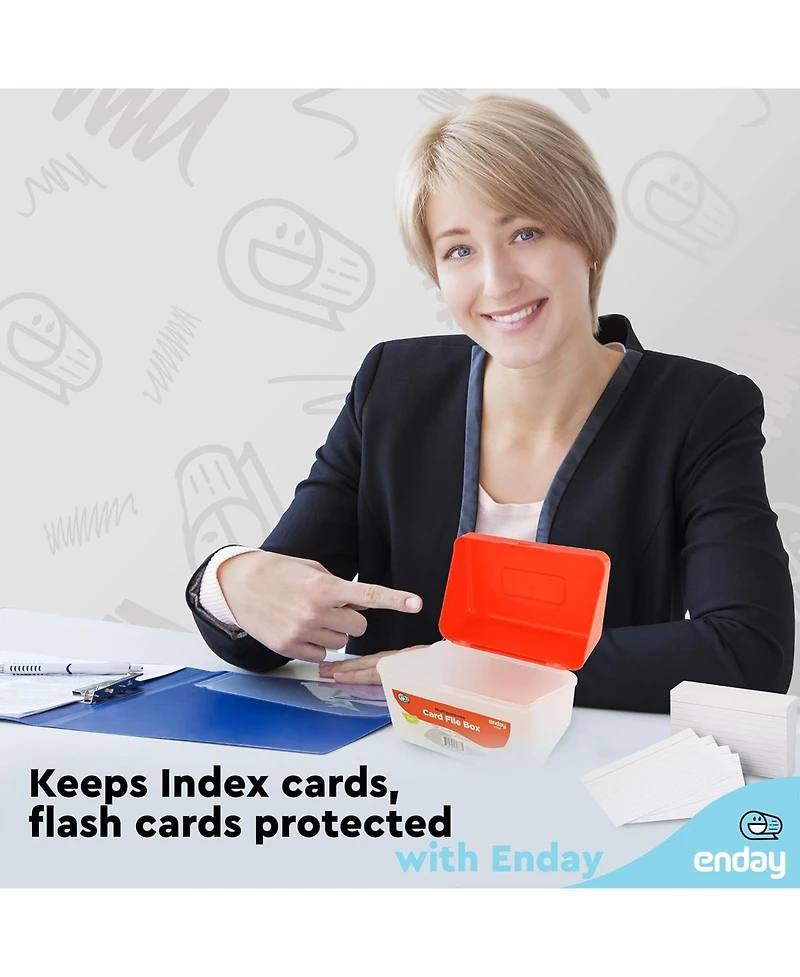 Enday Index Card Holder Red, 3x5 Note Flash Organizer Case, File w/flip top, Notecard Recipe, Holder, Holds 250 Cards (1 Pc)