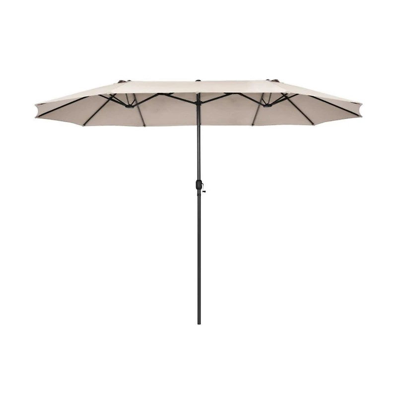 15 Feet Patio Double-Sided Umbrella with Hand-Crank System