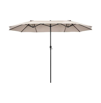 15 Feet Patio Double-Sided Umbrella with Hand-Crank System
