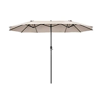 15 Feet Patio Double-Sided Umbrella with Hand-Crank System