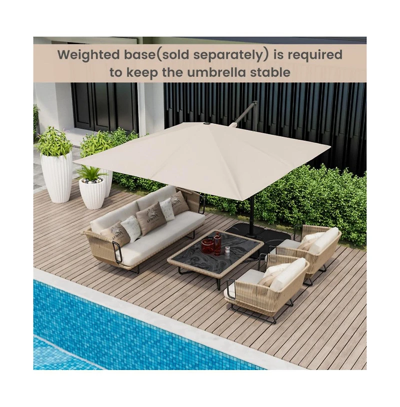 9.5 Feet Square Patio Cantilever Umbrella with 360° Rotation