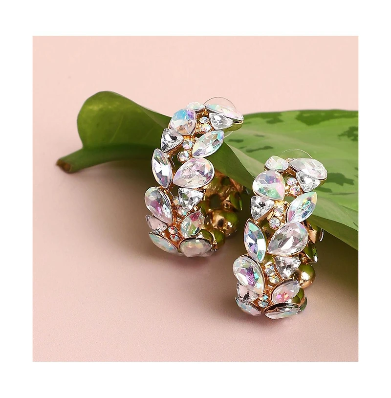 Sohi Gold-Plated Stone Hoop Earrings