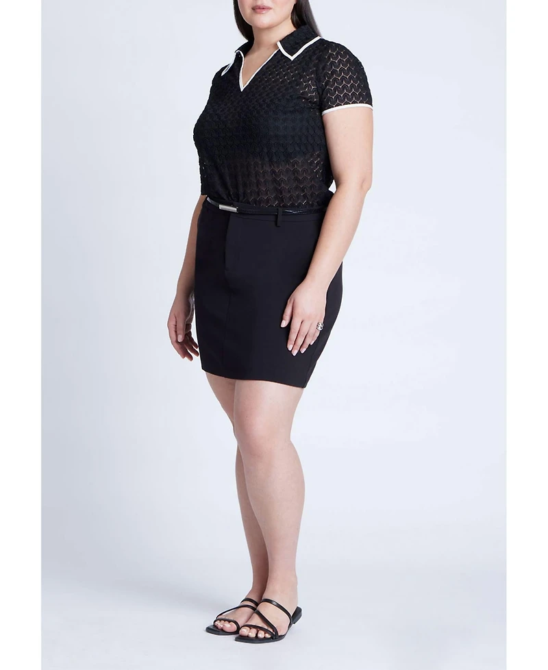 Eloquii Women's Textured Polo Shirt