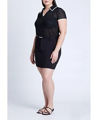 Eloquii Women's Textured Polo Shirt