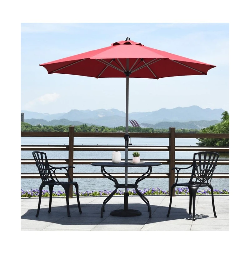9 Feet Patio Outdoor Market Umbrella with Aluminum Pole without Weight Base
