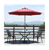 9 Feet Patio Outdoor Market Umbrella with Aluminum Pole without Weight Base