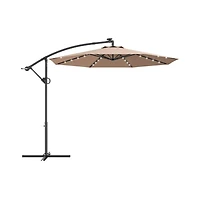 10 Feet 360° Rotation Solar Powered Led Patio Offset Umbrella without Weight Base