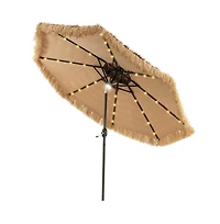 9 Feet Solar Powered Thatched Tiki Patio Umbrella with Led Lights.