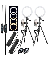 2 Pack 10" Led Ring Light Dimmable Tripod Stand Phone Holder Photo Video Makeup