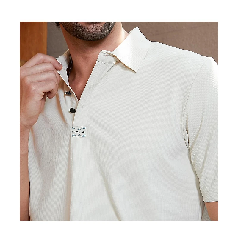 Campus Sutra Men's Off-White Seamless Waffle Polo T-Shirt