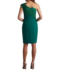 Tadashi Shoji Reya One-Shoulder Embroidered Illusion Dress