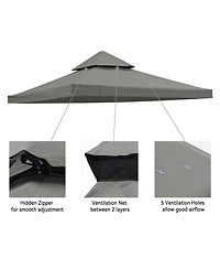 Yescom 10x10Ft UV30+ Gazebo Replacement Top for 2 Tier Outdoor Canopy Cover Patio Backyard Party Deck Gray