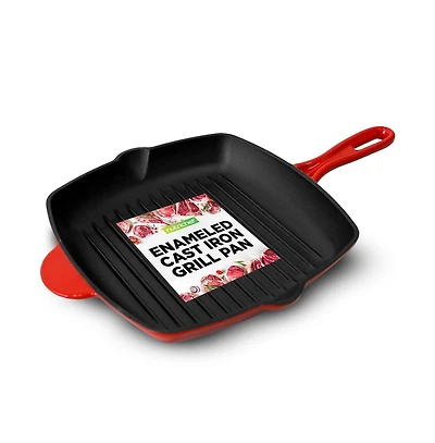 NutriChef 17.09” Heavy-Duty Cast Iron Square Skillet Grill Pan NCCIES47