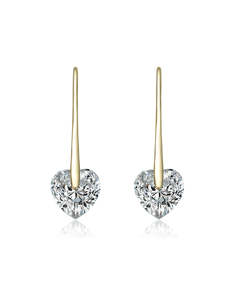 Clear Heart Cubic Zirconia Fish Hook Earrings