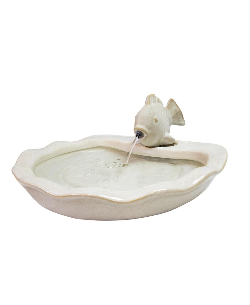 7"H Electric Glazed Ceramic Fish Outdoor Water Fountain
