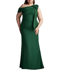 Tadashi Shoji Women's Cassia Bow-Shoulder Crepe Gown