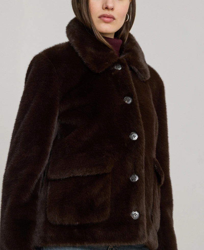 Lauren Ralph Women's Buttoned Faux-Fur Jacket