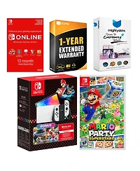 Nintendo Switch Oled Console Mario Kart 8 Bundle with Mario Party Superstars, Nso 12 Month Family Membership