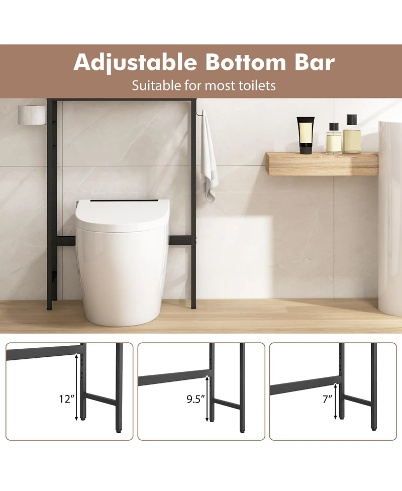Over The Toilet Storage Cabinet with 2 Doors and Adjustable Shelf