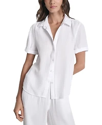 Dkny Jeans Petite Cuffed Short-Sleeve Shirt