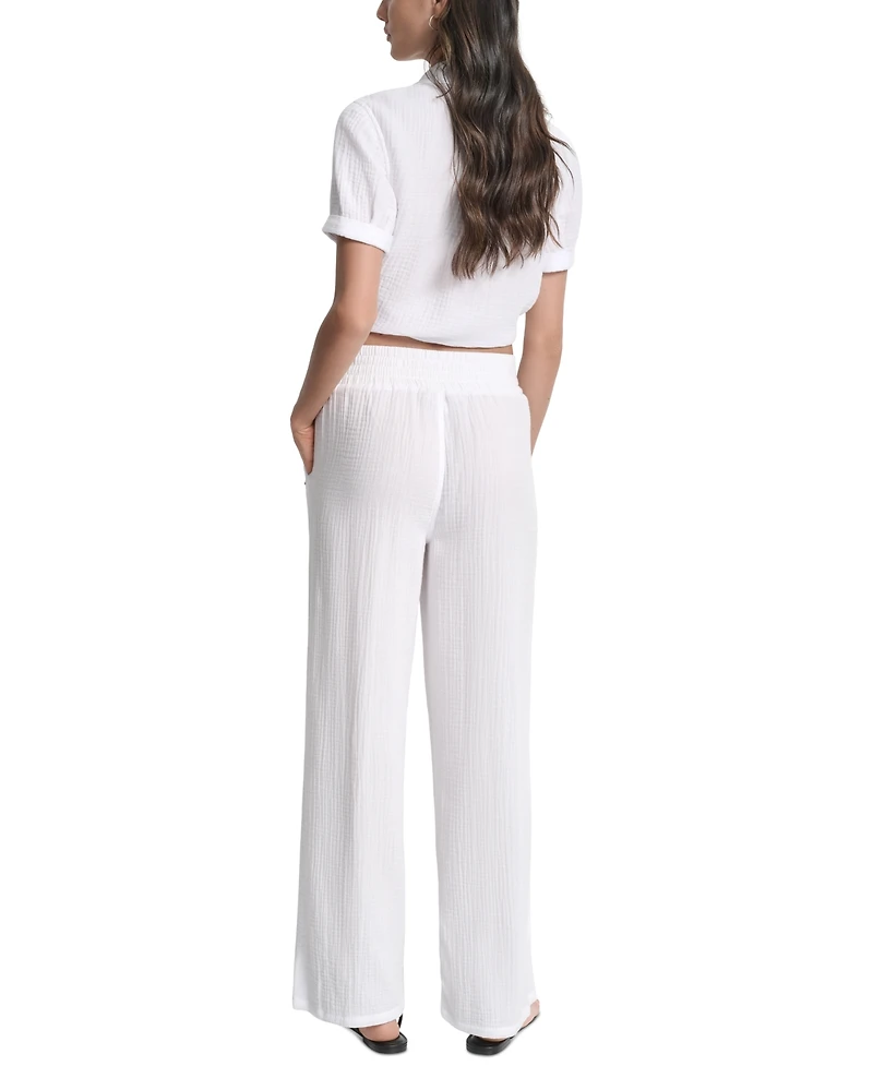 Dkny Jeans Petite Cuffed Short-Sleeve Shirt