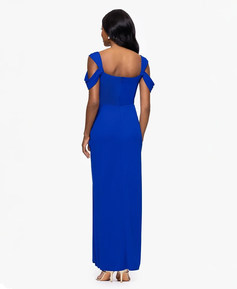 Betsy & Adam Women's Cold-Shoulder Cowlneck Dress