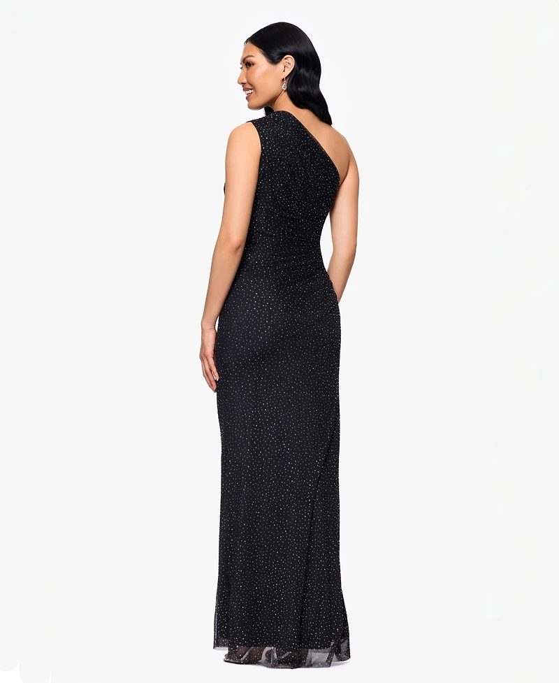 Betsy & Adam Women's Solid-Color Studded Long Halter Dress
