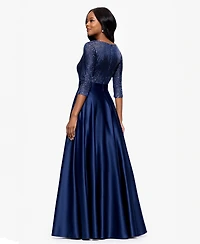 Betsy & Adam Embellished Satin Gown