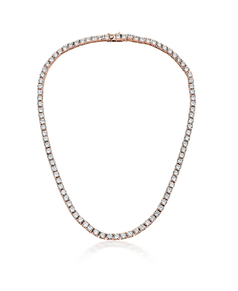 Sterling Silver Clear Cubic Zirconia 4MM Tennis Necklace