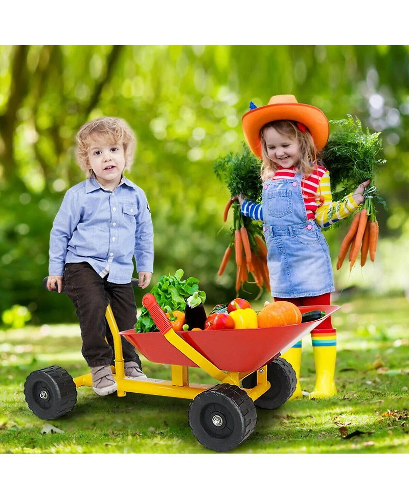 Gymax 8'' Heavy Duty Kids Ride-on Sand Dumper Front Tipping w 4 Wheels Sand Toy Gift