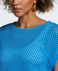 Ella Rafaella Petite Oversized Mesh Sleeveless Sweater