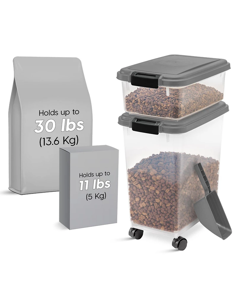 33qt + 12qt Airtight Pet Food Container Combo with Scoop, Gray