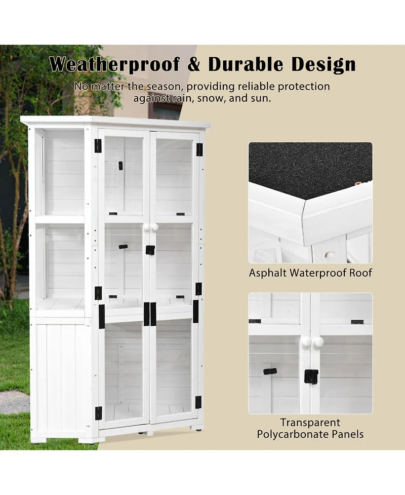 Outdoor Wood Storage Cabinet with Lockable Door