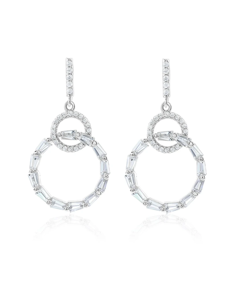 Suzy Levian Sterling Silver Cubic Zirconia Circle Drop Earrings