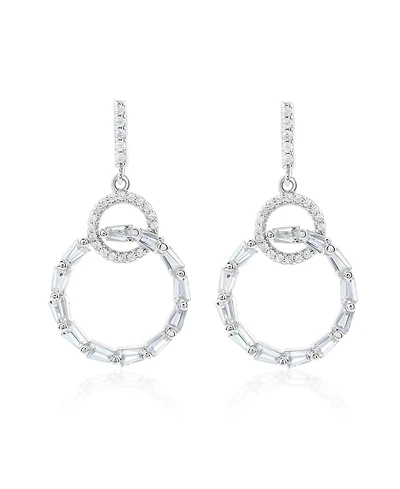 Suzy Levian Sterling Silver Cubic Zirconia Circle Drop Earrings