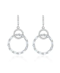 Suzy Levian Sterling Silver Cubic Zirconia Circle Drop Earrings