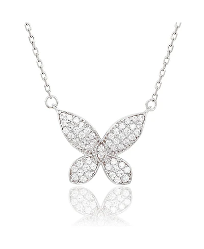 Suzy Levian Sterling Silver Cubic Zirconia Pave Butterfly Necklace