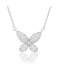 Suzy Levian Sterling Silver Cubic Zirconia Pave Butterfly Necklace